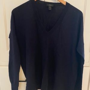 J Crew navy wool v-neck sweater